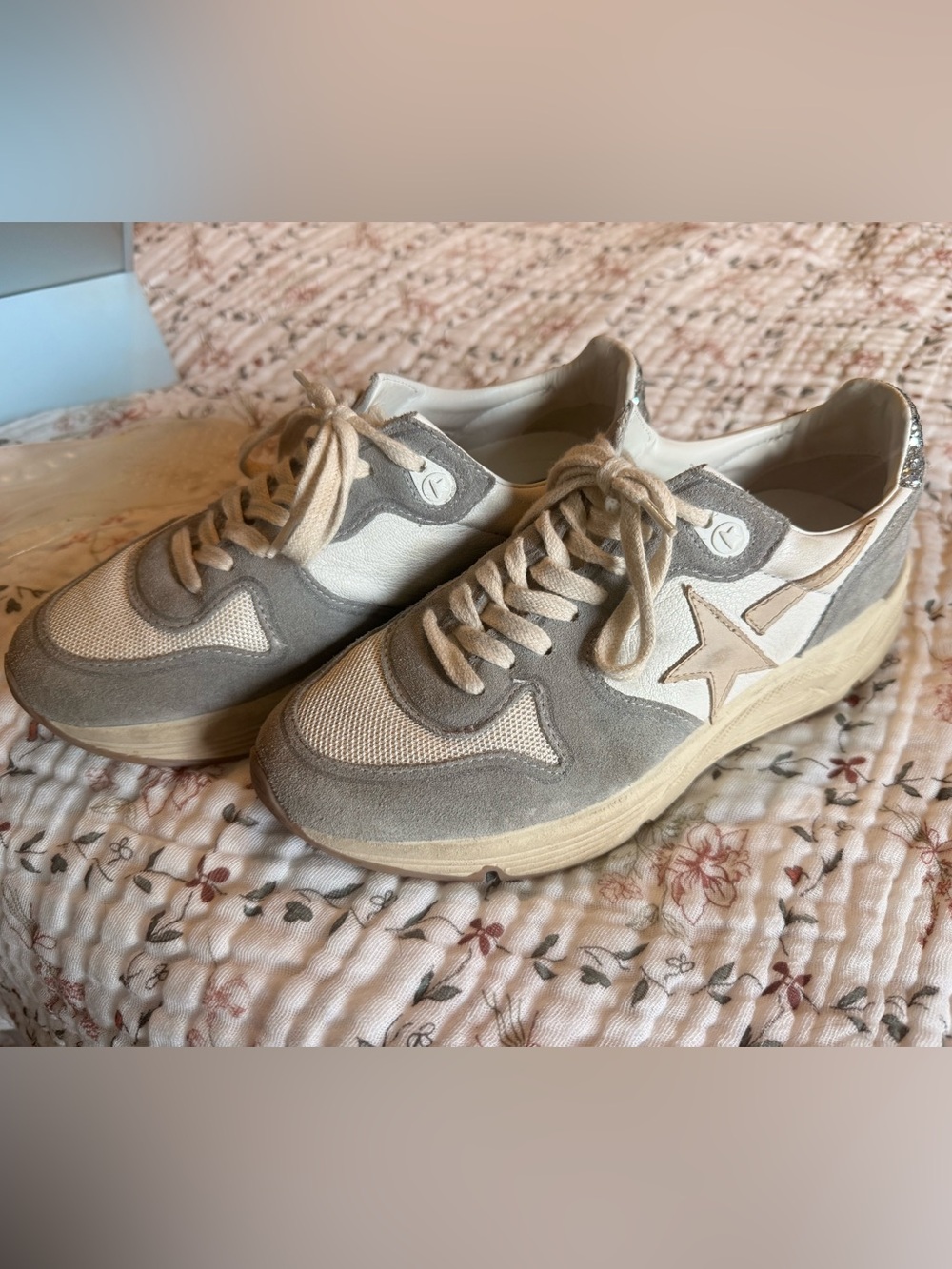Golden Goose Women's Beige, Gray & Cream Running-Style Sneakers